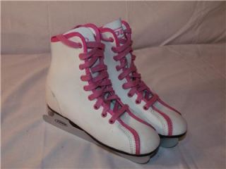 Girls DBX Pink White Double Blade Runner White Blue Ice Skates 13
