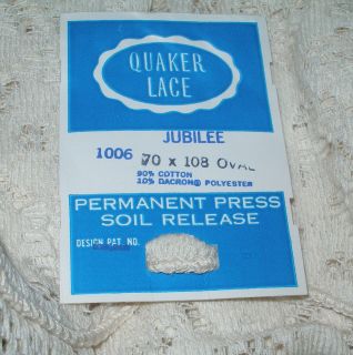 NEW QUAKER LACE TABLECLOTH   70 X 108 OVAL JUBILEE PATTERN  READY FOR