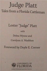 Signed 1stEd Judge Platt Tales from A Florida Cattleman