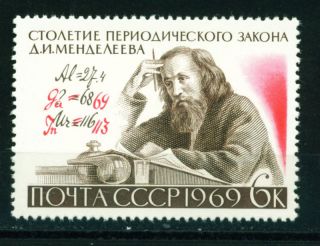 Russia Dmitri mendeleev Periodic Table Stamp 1969 MNH