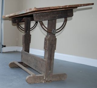 Antique Adjustable All Wood Drafting Table
