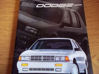 1992 Dodge Spirit Shadow Dynasty Dealer Brochure