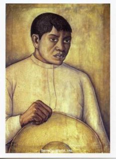 Diego Rivera Art Postcard Mexican Man Peasant Sombrero