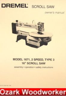 Dremel 1671 16 Scroll Saw Operators Parts Manual