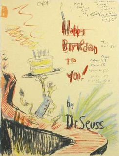 Dr Seuss Happy Birthday to You Hand Pulled Lithograph