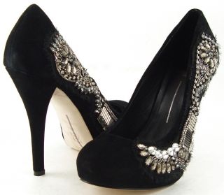 Dolce Vita Tavi Black Suede Womens Designer Sequin Pumps Evening Heels