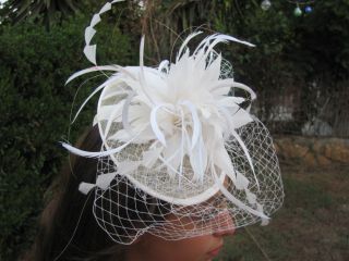 Bridal White Birdcage Veil Unique Bridal Hat Fascinator