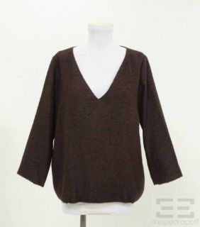 Dries Van NOTEN Maroon Alpaca Blend V Neck Sweater Size 38