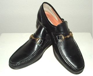 MENS HORSE BIT BLACK LEATHER DIMITRI LOAFERS SHOES MADE IN ITALY 11 W