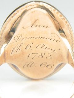  English 15K Gold Sepia Mourning Locket Ring C1785 Ann Drummond