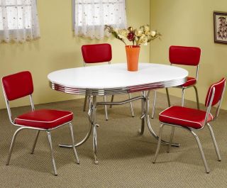 Piece Retro Dining Table Set with Red Cushions by Coaster 2065 2450R