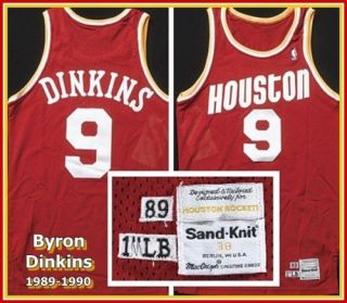Byron Dinkins 1989 1990 Game Worn Houston Rockets Sand Knit Jersey UNC