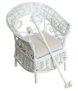 Dollhouse Garden Accessories White Wire Golf Chair
