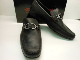 New Donald J Pliner DACIO2 Black Soft Lea Dress Loafers with Silver