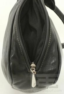 Donald J Pliner Black Leather Topstitched Shoulder Bag