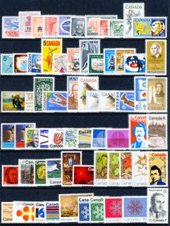 Canada 1967 1971 Collection 65 Different Postage Stamps Mint NH