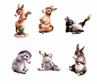 Donkey Set of 6 Animal Figurines Lifelike Statue Cute