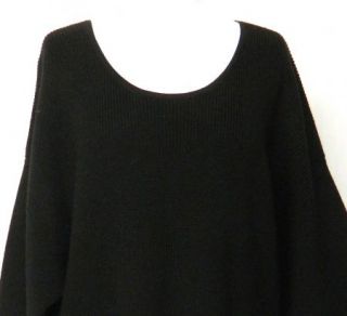 DKNY Donna Karan Size L Black MERINO Wool SWEATER Ribbed Dress
