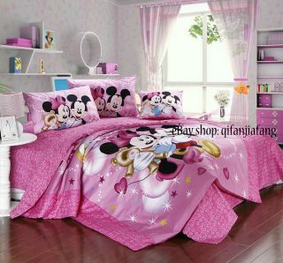 STUNNING DISNEY MINNIE MOUSE QUEEN 9PC PINK COMFORTER IN A BAG ~Free