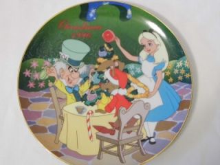 1996 Groiler Disney Christmas Collector Plate Alice in Wonderland Mad