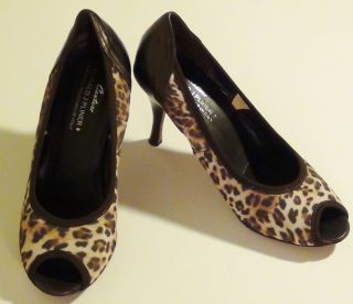 Donald J Pliner Couture Zorba Bronze Brown Leopard Open Toe Heel Pump