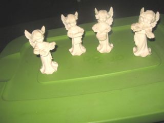  Four White Resin Musical Angels Made in Italy