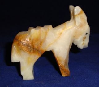 Marble Burro Figurine Miniature Donkey Statue Carved Sculpture Wild