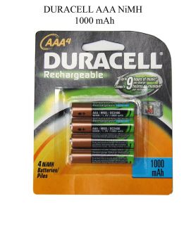 Duracell Rechargeable 4 ea AAA NiMH Batteries 1000 mAh