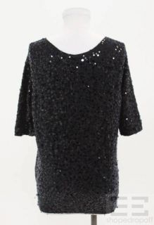 Donna Karan Navy Blue Cashmere & Silk Sequin Cardigan Size M