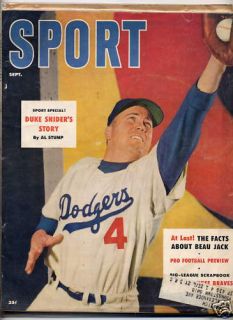 1955 Sept Sport Magazine Duke Snider Brooklyn Dodgers