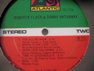 Roberta Flack Donny Hathaway 33rpm Vinyl Record SD7216