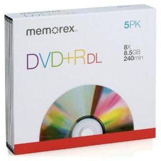  8x Silver 8 5GB DVD R DL Double Dual Layer 5 Pack in Jewel Case