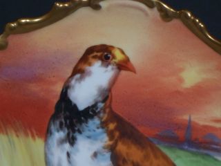  Antique Hand Painted 11 5 inch Quail Plate Charger Signed Duval