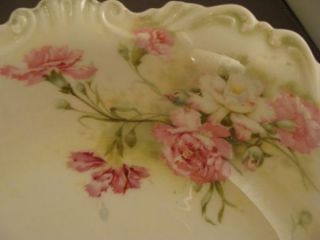 RS Prussia Pink Carnations Scroll Rim Bowl