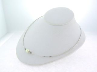 Elegant Mikimoto 18K White Gold Akoya Pearl and Diamond Necklace