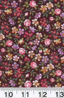  Fabric Concord Floral Lily Garden Calico Rose Burgundy Pink