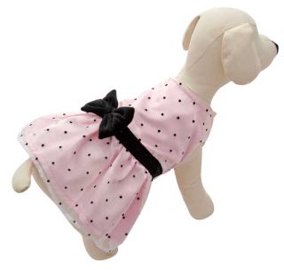 Pink Satin Dress w Blk Polka Dots Dog Apparel Clothes