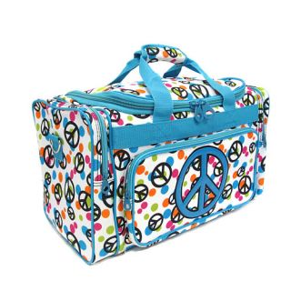 Blue Peace Sign Duffel Bag Luggage Carryon Travel Tote Dance Gym Bag