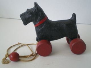 Antique Composition Scottie Dog Pull Toy