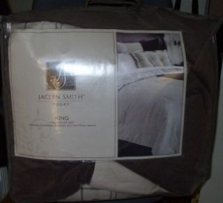 New 4P King Brown Beige Corduroy Comforter Set Plaid Reverse Jaclyn
