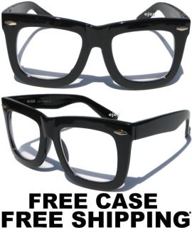 Oversize Big Cool Nerd Glasses Clear Lens Black Frame