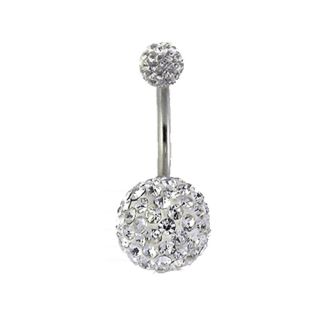 Double Gem Multi Swarovski Crystals Navel Belly Button Ring w/ Free
