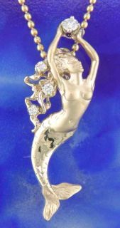 New 14k Gold Steven Douglas Goldie Mermaid w Diamonds