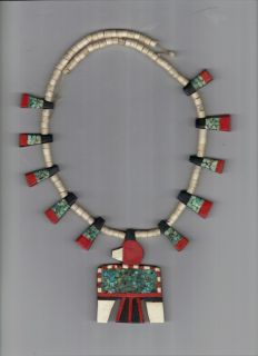 Santo Domingo Pueblo Indian Turquoise Eagle Thunderbird Necklace