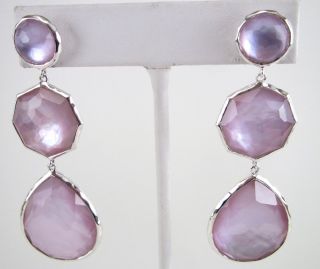 NWT IPPOLITA Silver 3 Stone Drop Crazy 8 Lavender Drop Earrings