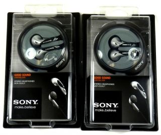 Lot of 2 Sony MDR E828LP Slv Earbuds Earphones with Case for  Radio