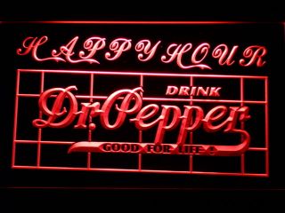 652 R Dr Pepper Drink Happy Hour Bar Neon Light Sign