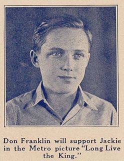 1923 Print Don Franklin Child Actor Silent Movie Film Original
