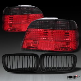 95 01 BMW E38 Smoke Tail Lights Lamps Black Front Grill Hood Grille