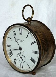 ANTIQUE V A P FRENCH BRASS DRUM CARRIAGE CLOCK ALARM BARRIE SON